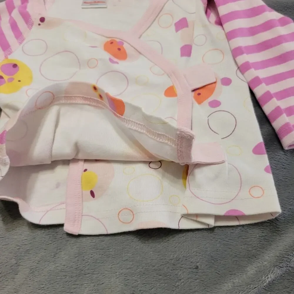 Hanna Andersson Pajama Set Baby Girls 6-12 Months Pink Snap‎ Front 100% Cotton